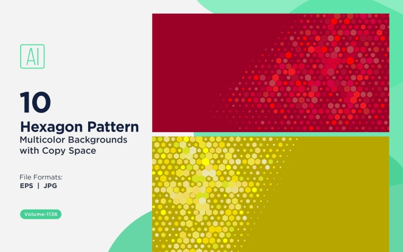 Hexagone coloré de différentes tailles, motif de fond polyvalent 1136