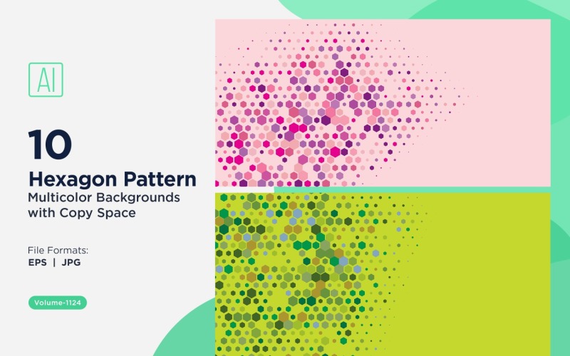 Kolorowy sześciokąt o różnych rozmiarach, wszechstronny wzór tła 1124