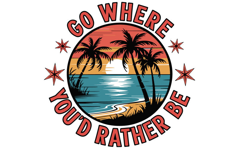 A circular beach t-shirt design