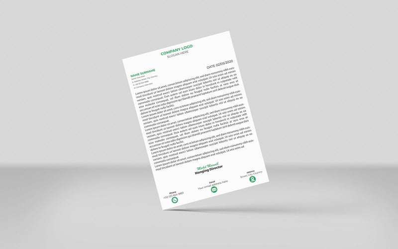 Eenvoudige, minimalistische briefhoofdsjabloon voor zakelijke briefhoofden