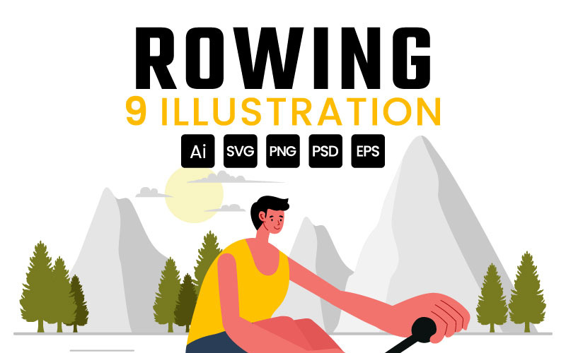 9 Illustrations sportives sur l'aviron
