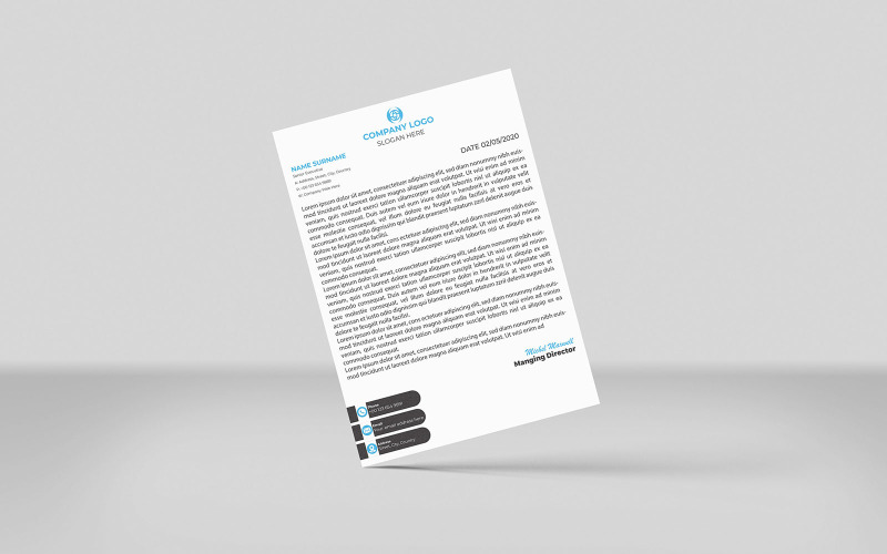 Modèle d'identité d'entreprise simple et créatif avec en-tête de lettre
