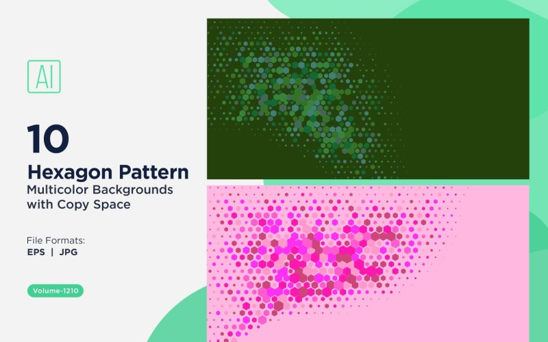 各种尺寸的彩色六边形多功能图案背景 1210