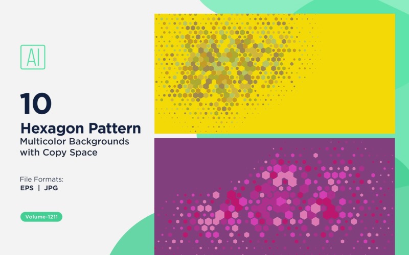 Hexagone coloré de différentes tailles, motif de fond polyvalent 1211