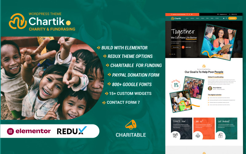 Chartik - Tema WordPress de Caridade e Conscientização de ONGs