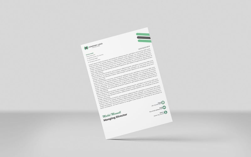 Minimalistisch en zakelijk briefhoofd sjabloonontwerp