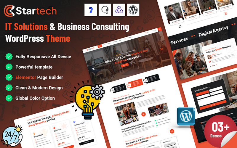 Startech - Tema de WordPress para consultoría de negocios y soluciones de TI