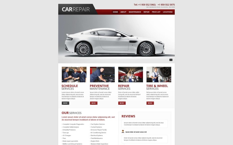 Modèle de site Web réactif de réparation de voiture