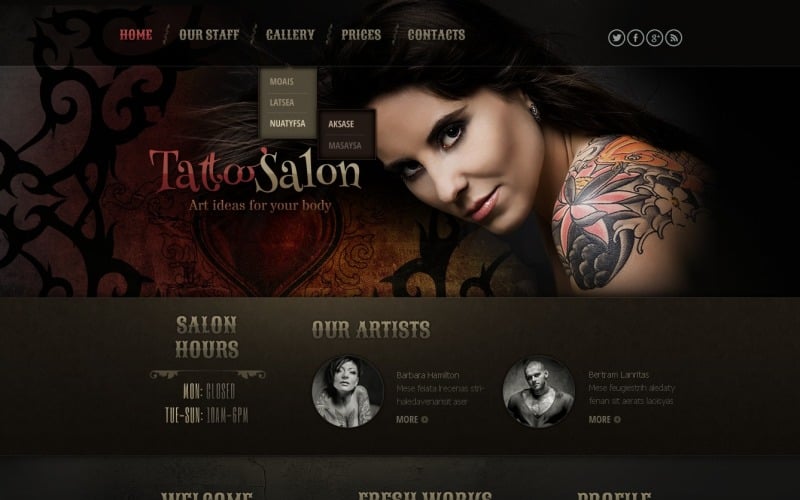 Tattoo Salon Duyarlı Web Sitesi Şablonu
