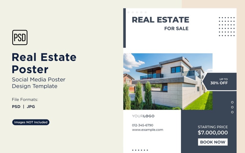Modello di progettazione di post di poster per social media immobiliari 24