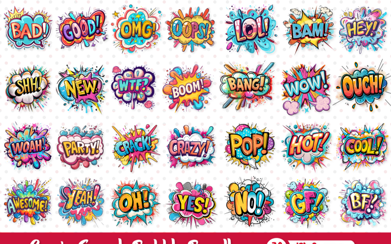 Pack de bulles de dialogue de bandes dessinées