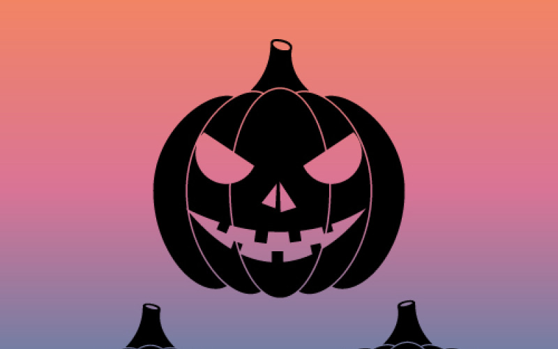 Czarna sylwetka uśmiechniętych dyń halloweenowych