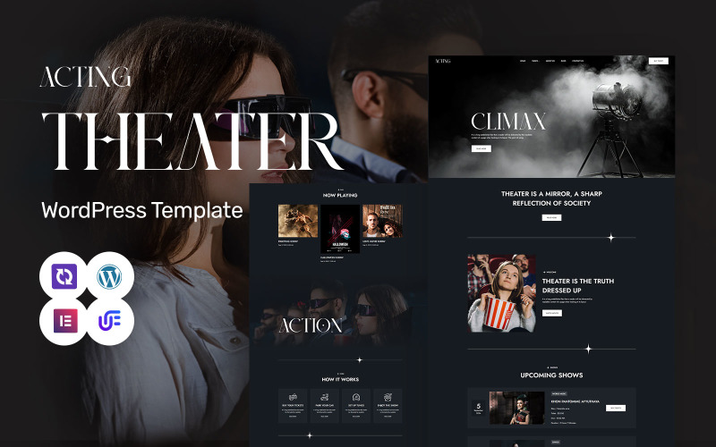 Atuação - Show de teatro, estúdio de cinema e apresentações ao vivo WordPress Elementor Theme