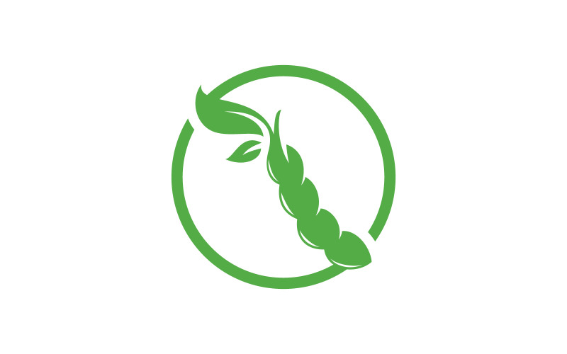 Design de modelo de logotipo de soja. Ilustração vetorial simples de comida saudável V16