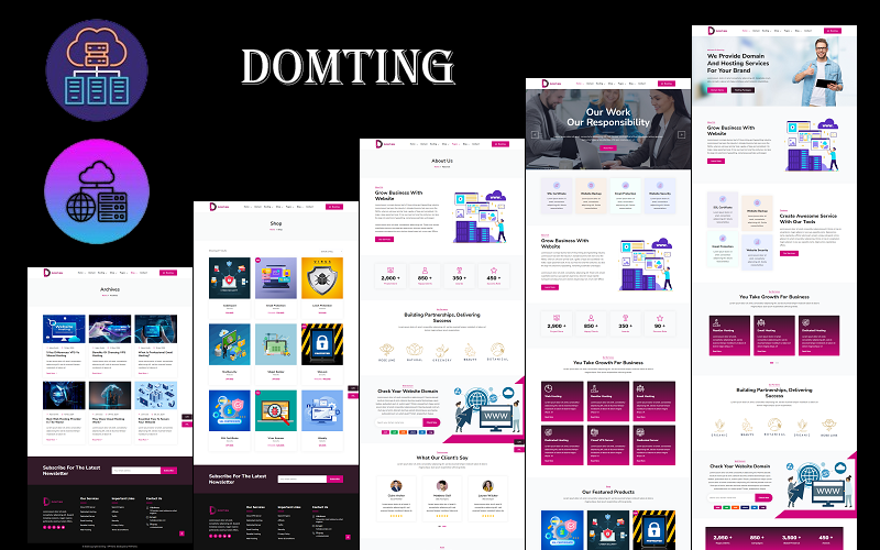 Domting - Domain and Hosting Provider Company Elementor WordPress Theme