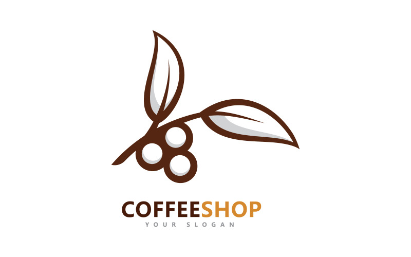 Logo vettoriale minimalista per caffetteria. Modello di logo per chicchi di caffè V6