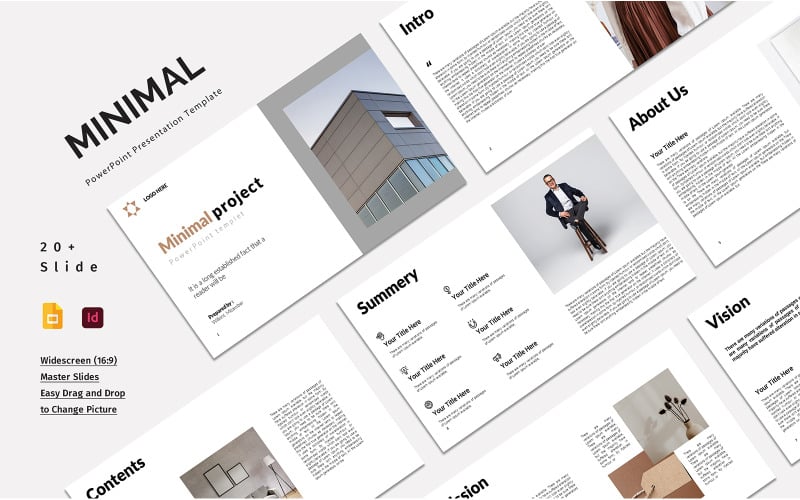 Minimális projekt Google Slide Presentation sablon
