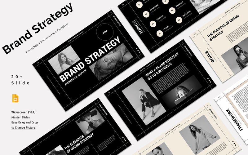 Plantilla de diapositivas de Google sobre estrategia de desarrollo de marca