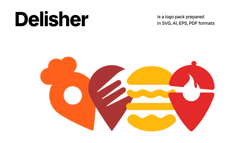 Delisher — Pack de modèles de logos alimentaires avec personnalisation du nom de l'entreprise