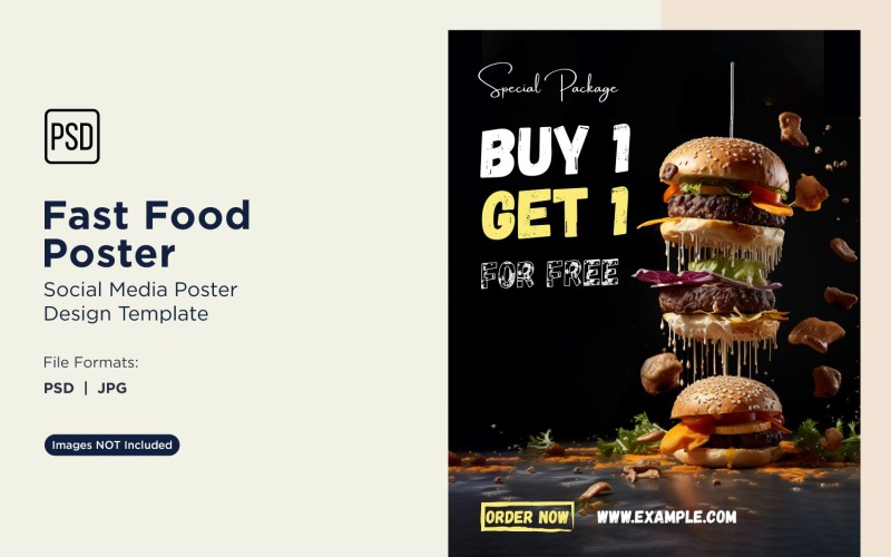 Design-Vorlage für Social-Media-Posts zu Fast Food 25