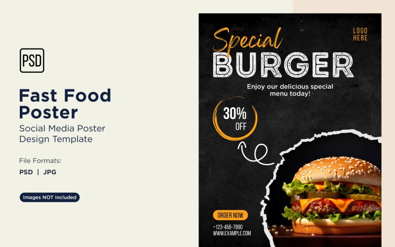 Modello di progettazione di poster per post sui social media di fast food 55
