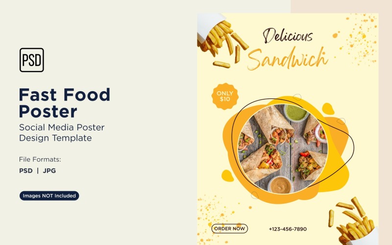Modello di progettazione di poster per post sui social media di fast food 75