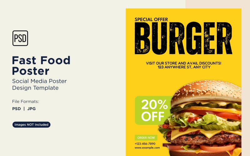 Szablon projektu plakatu do postów w mediach społecznościowych Fast Food 44