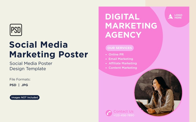 Modello di design per poster di marketing sui social media moderno e semplice 24
