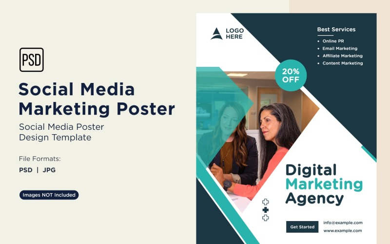 Modern és egyszerű közösségi média marketing poszter tervezősablon 26