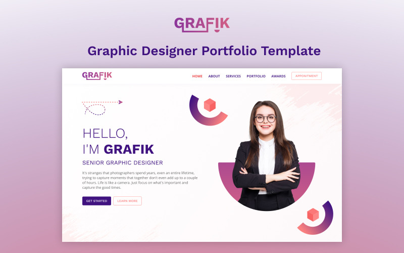 Grafik: Modello di portfolio grafico Elementor Onepage