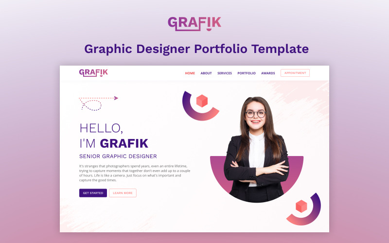 Grafik: Modelo de portfólio de designer gráfico Elementor Onepage