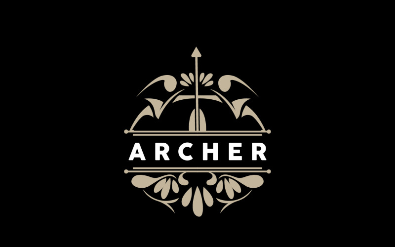 Logo dell'arciere, freccia di tiro con l'arco, disegno vettoriale V11