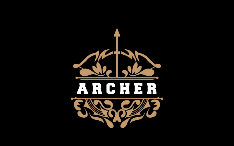 Logo dell'arciere, freccia di tiro con l'arco, disegno vettoriale V12