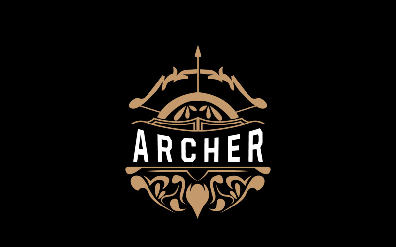 Logo dell'arciere, freccia di tiro con l'arco, disegno vettoriale V13
