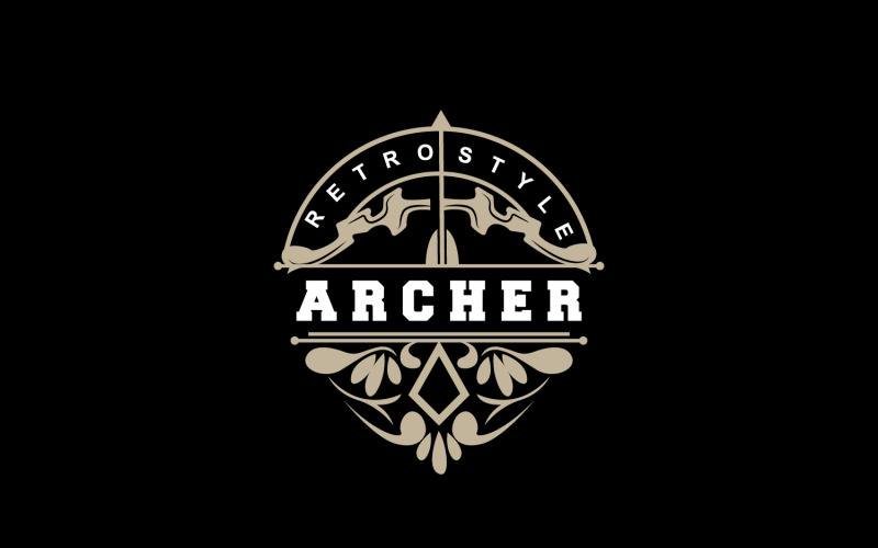 Logo dell'arciere, freccia di tiro con l'arco, disegno vettoriale V16