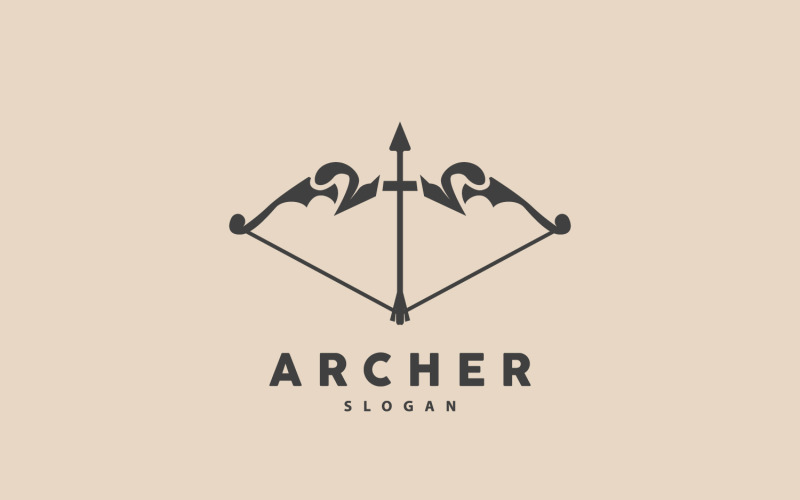 Logo dell'arciere, freccia di tiro con l'arco, disegno vettoriale V5