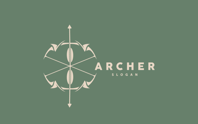 Logo dell'arciere, freccia di tiro con l'arco, disegno vettoriale V6