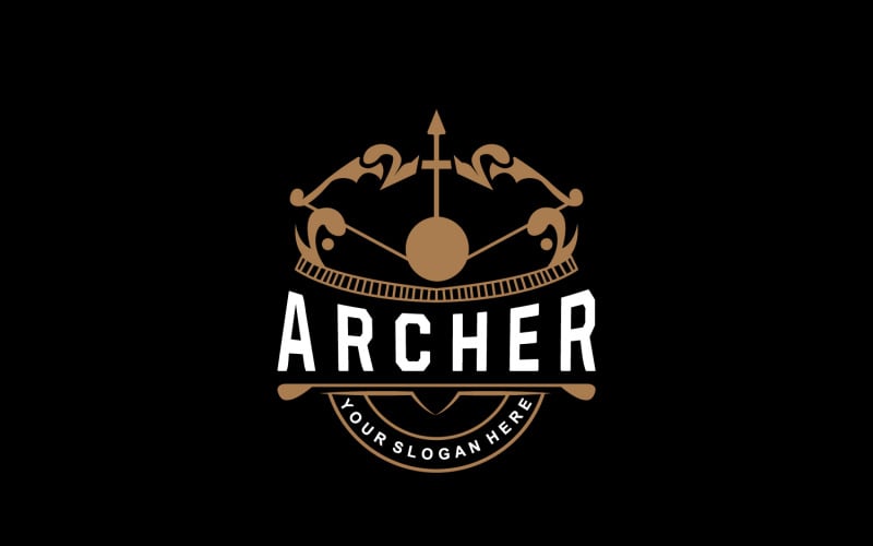 Logotipo do arqueiro Design vetorial de flecha de arco e flecha V15