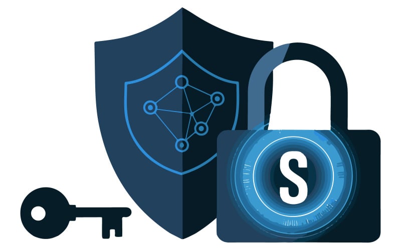 Cyber-Sicherheitsillustration mit weißem Hintergrund