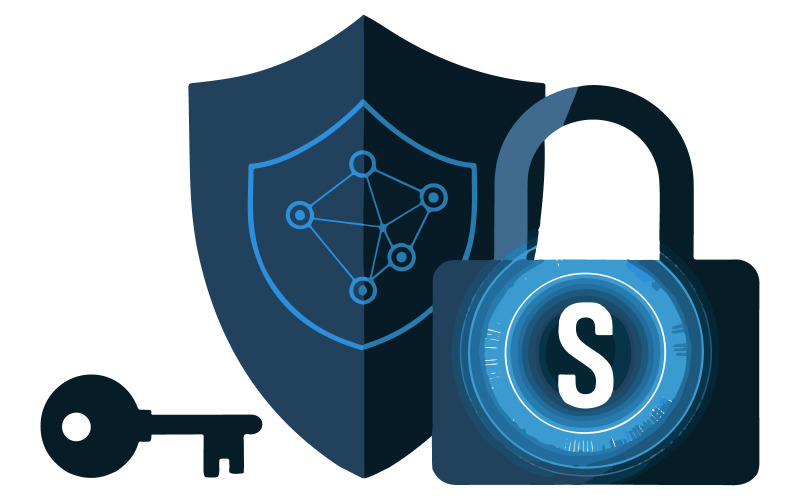 Cybersäkerhetsillustration med vit bakgrund