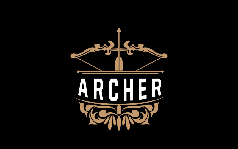 Logo dell'arciere, freccia di tiro con l'arco, disegno vettoriale V17