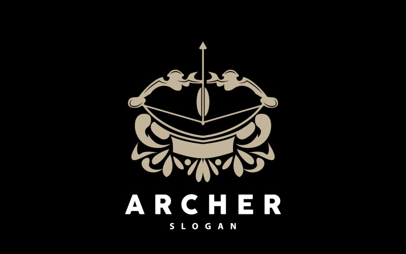 Logo dell'arciere, freccia di tiro con l'arco, disegno vettoriale V21