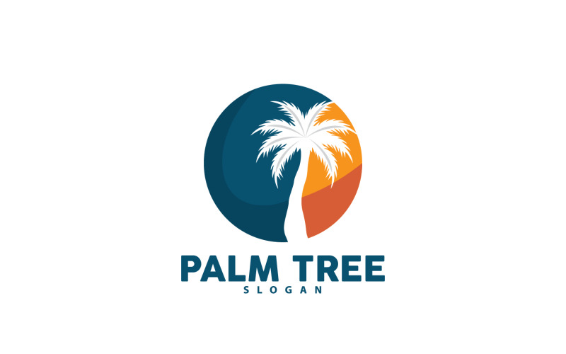 Logo della palma spiaggia vettore estate V10