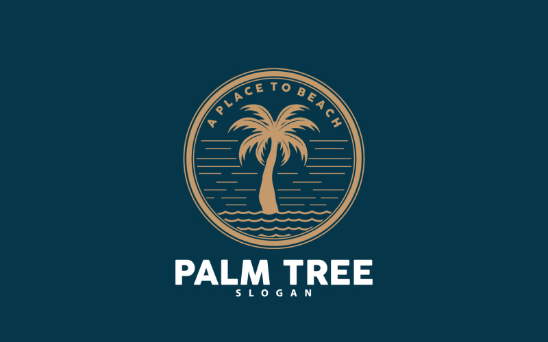 Logo della palma spiaggia vettore estate V11