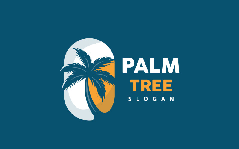 Logo della palma spiaggia vettore estate V13