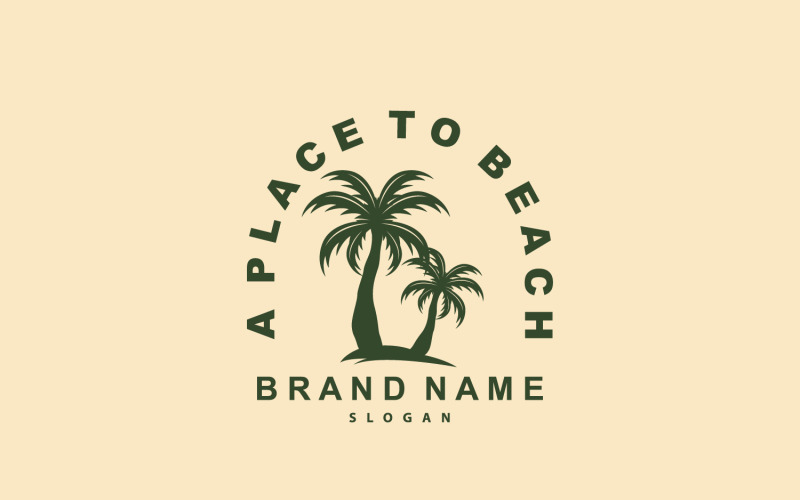 Logo della palma spiaggia vettore estate V2