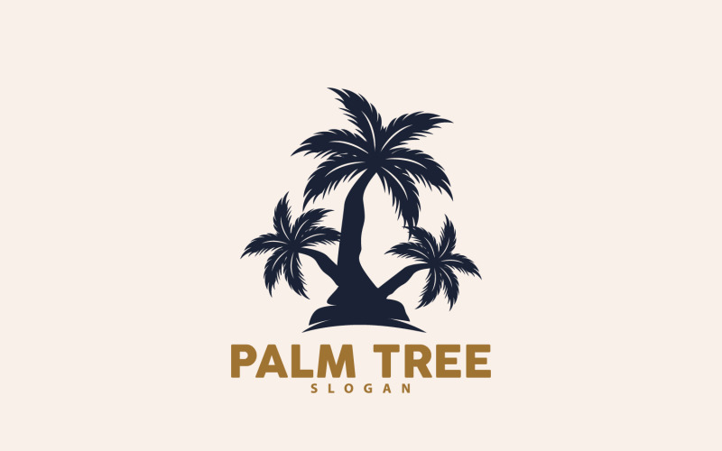 Logo della palma spiaggia vettore estate V8