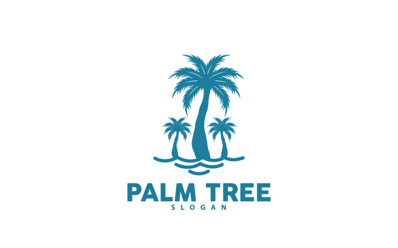 Logo della palma spiaggia vettore estate V9