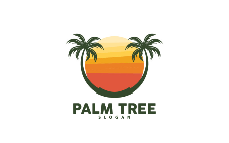 Palm Tree Logo Beach Vector Summer V12