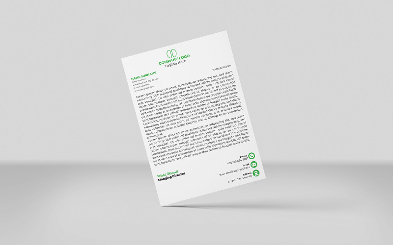 Modèle d'identité d'entreprise de couleur verte, style minimaliste